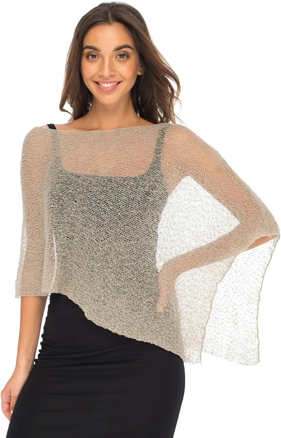 Back From Bali Womens Sheer Poncho Shrug Bolero, Lightweight Summer Shrug Pullover Sweater