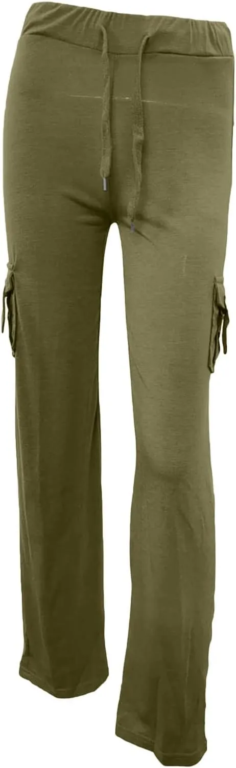 Cargo Pants Women Plus Size Wide Leg Yoga Pants High Waisted Straight Leg Lounge Trousers Flare Leggings with Pockets