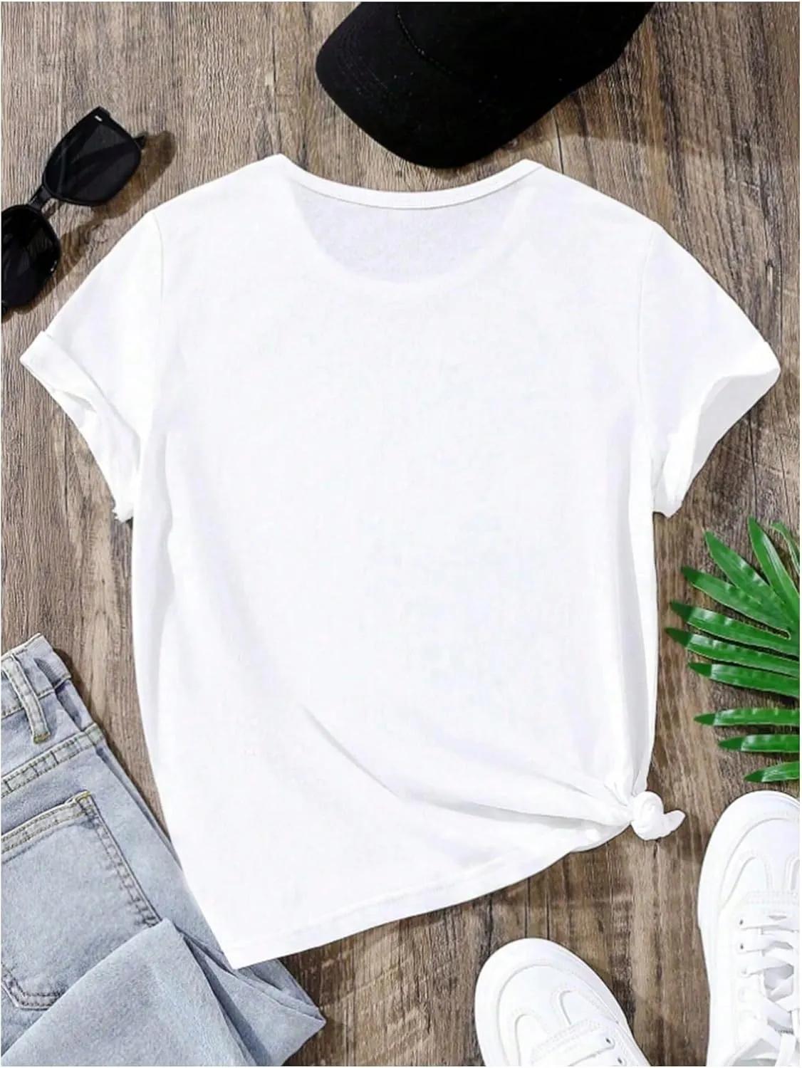 Floerns Girl's Smiling Face Graphic Crew Neck T Shirt Short Sleeve Casual Cute Tee Top