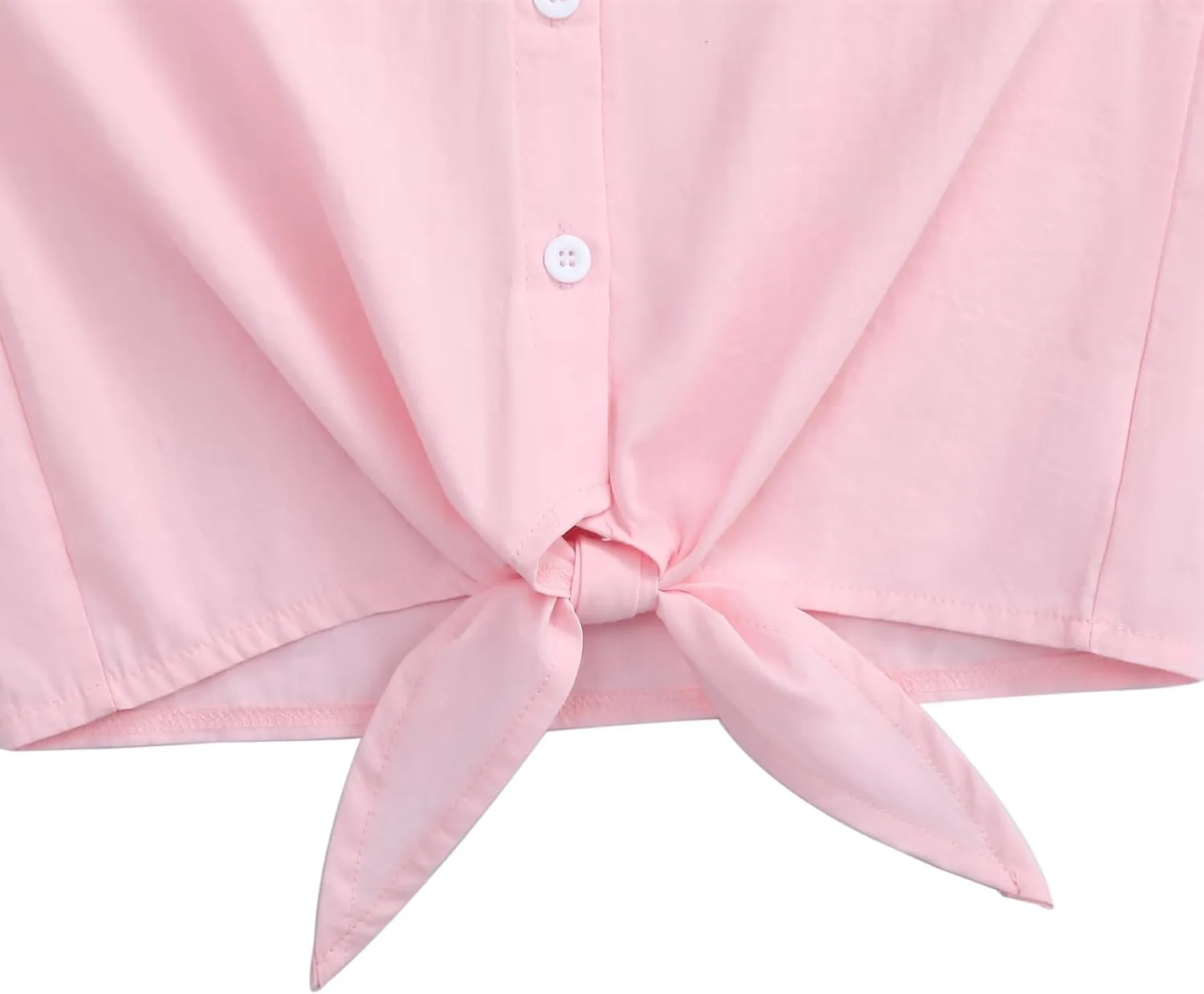 Girls Sleeveless Plaid Button Down Shirt Summer Crop Tops Tie Knot Ruffle Sleeve Shirt Blouse 3-12Y