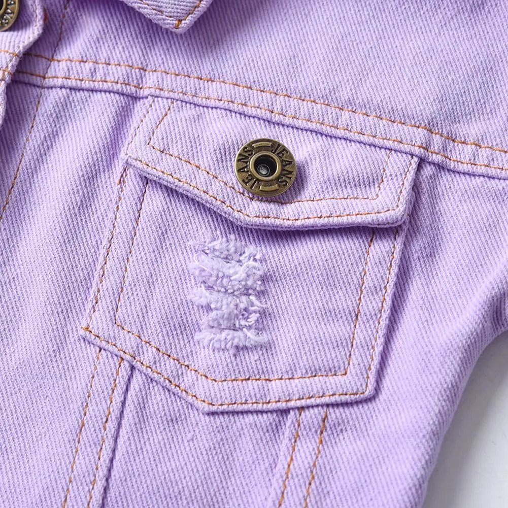 IDOPIP Toddler Kid Baby Boys Girls Denim Jacket Long Sleeve Button Down Jeans Coat Cowboy Overcoat Hoodie Casual Outwear