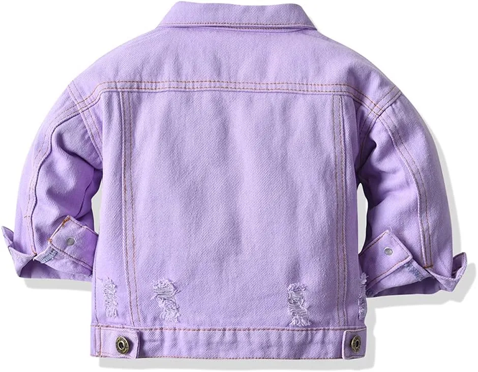 IDOPIP Toddler Kid Baby Boys Girls Denim Jacket Long Sleeve Button Down Jeans Coat Cowboy Overcoat Hoodie Casual Outwear