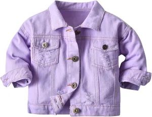 IDOPIP Toddler Kid Baby Boys Girls Denim Jacket Long Sleeve Button Down Jeans Coat Cowboy Overcoat Hoodie Casual Outwear