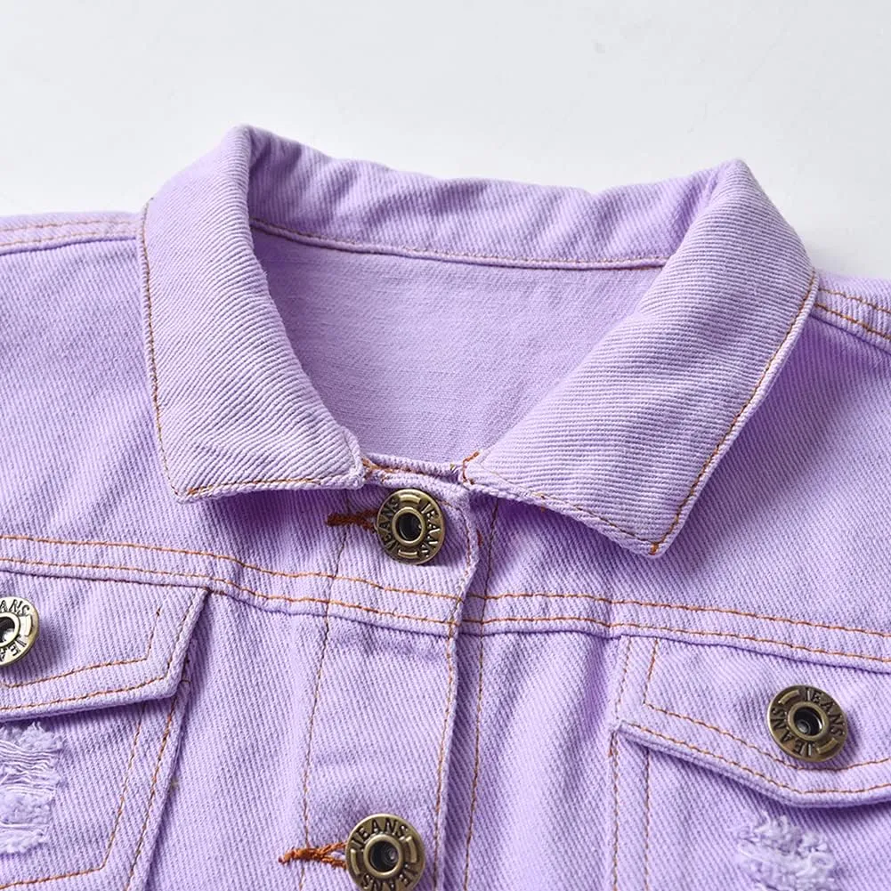 IDOPIP Toddler Kid Baby Boys Girls Denim Jacket Long Sleeve Button Down Jeans Coat Cowboy Overcoat Hoodie Casual Outwear
