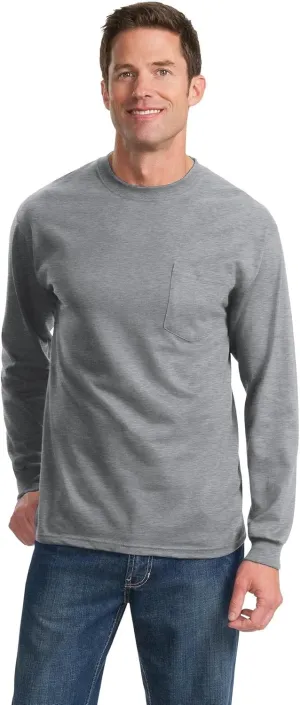 Port & Company Men's Long Sleeve Essential T Shirt with Pocket