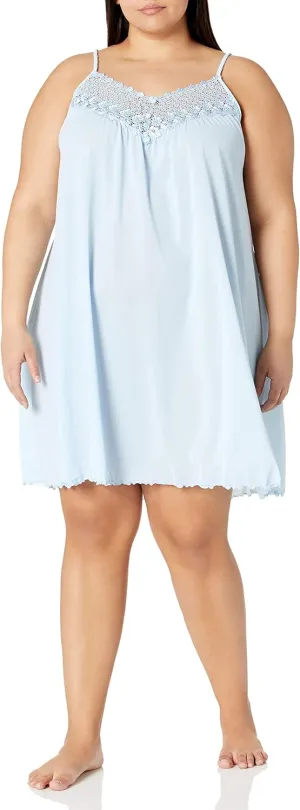 Shadowline Women's Plus-Size Beloved 38 Inch Braided Spaghetti Strap Short Gown