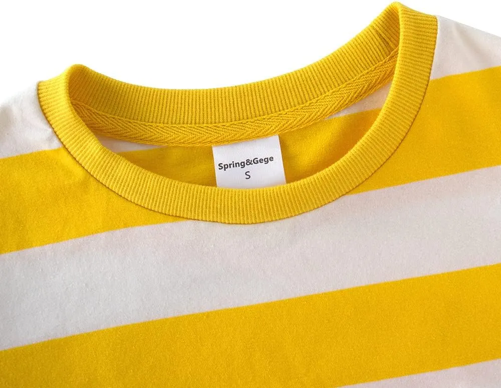 Spring&Gege Boys Short Sleeve Striped Cotton Crew Neck T-Shirt