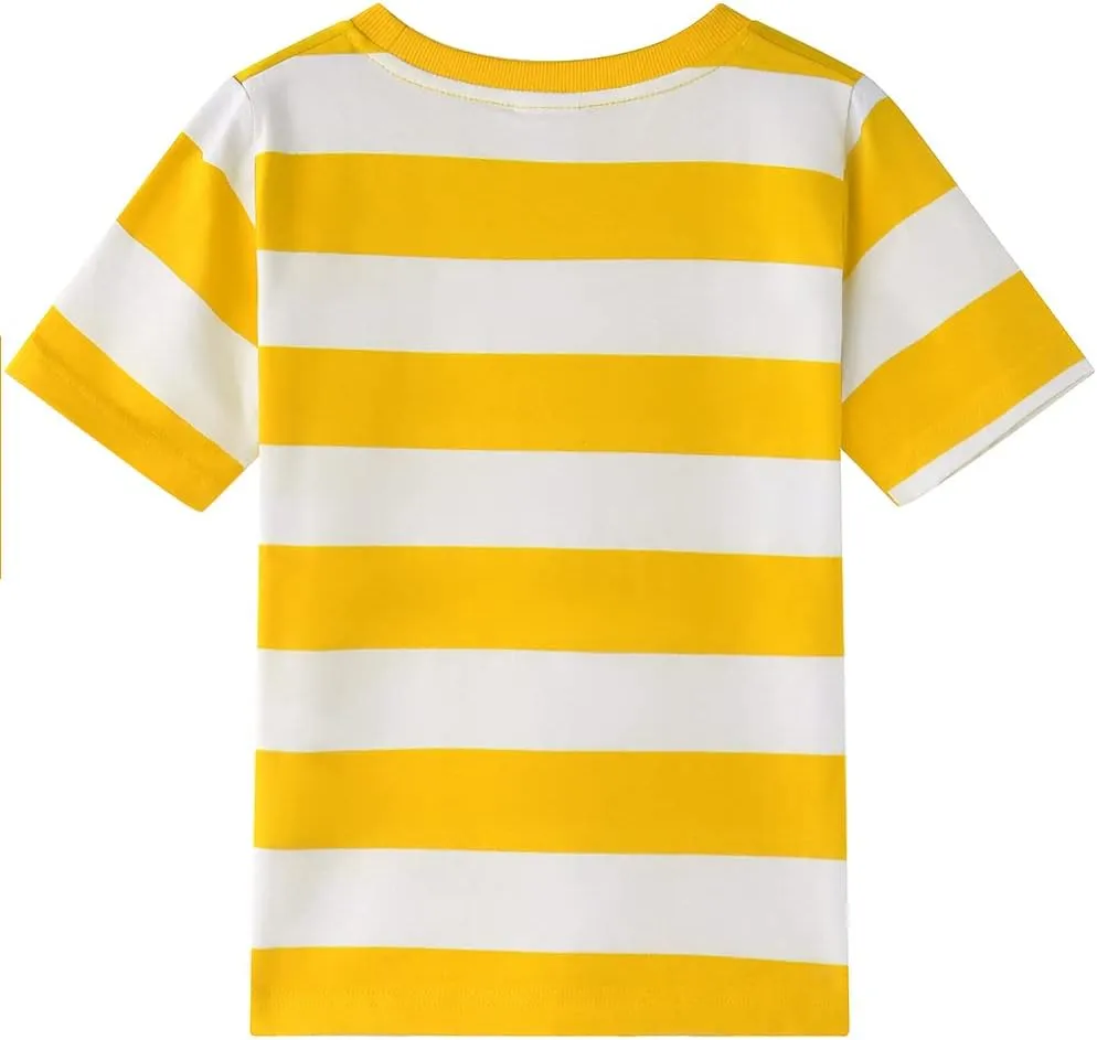 Spring&Gege Boys Short Sleeve Striped Cotton Crew Neck T-Shirt