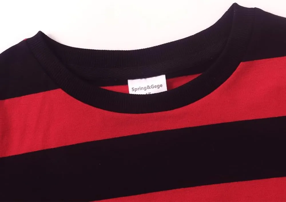 Spring&Gege Boys Short Sleeve Striped Cotton Crew Neck T-Shirt