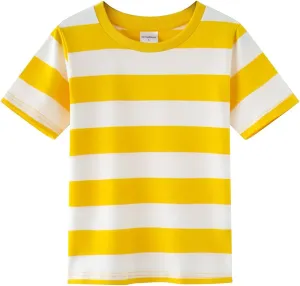 Spring&Gege Boys Short Sleeve Striped Cotton Crew Neck T-Shirt