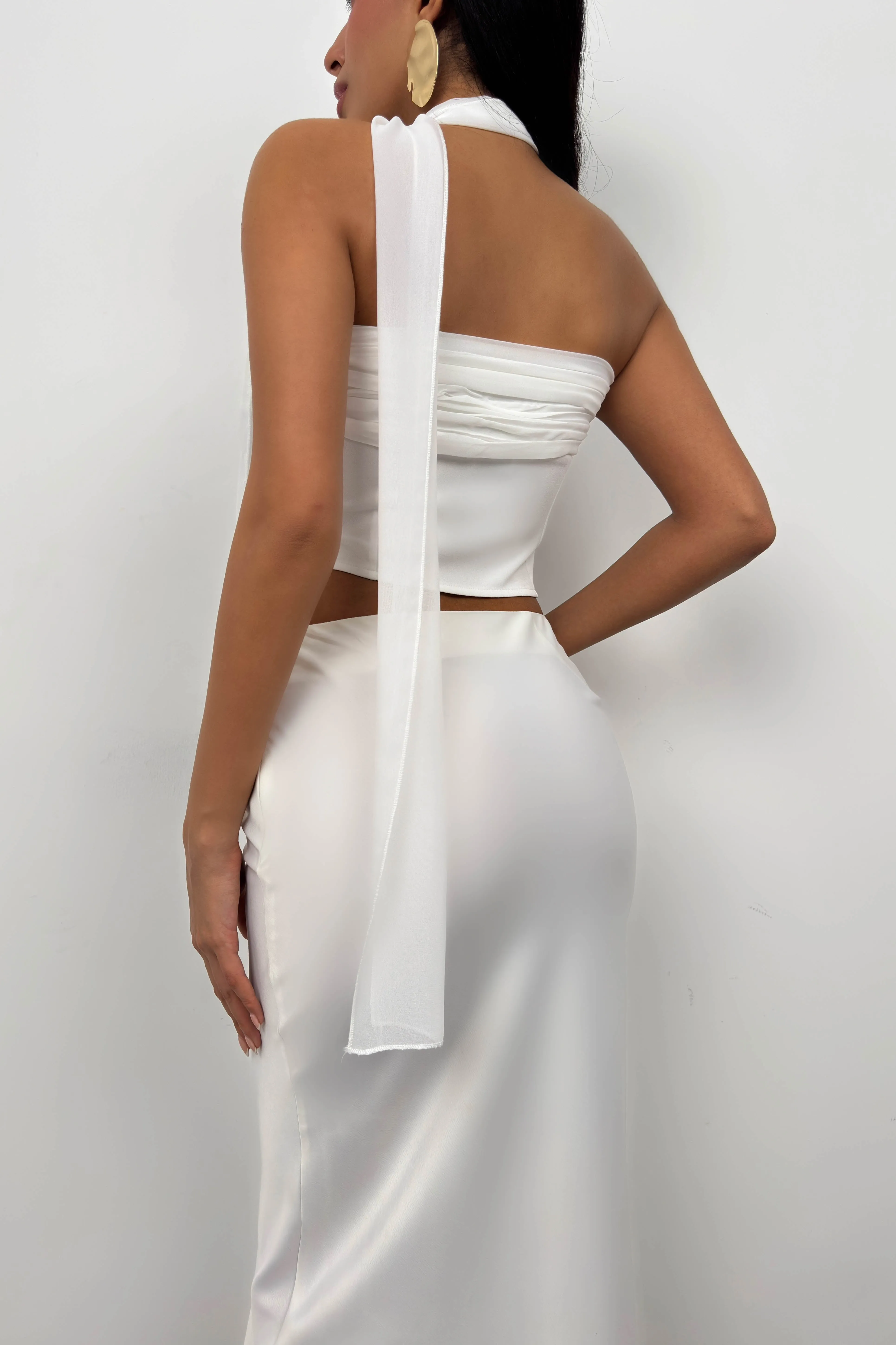 Strapless Crop Top With Shawl