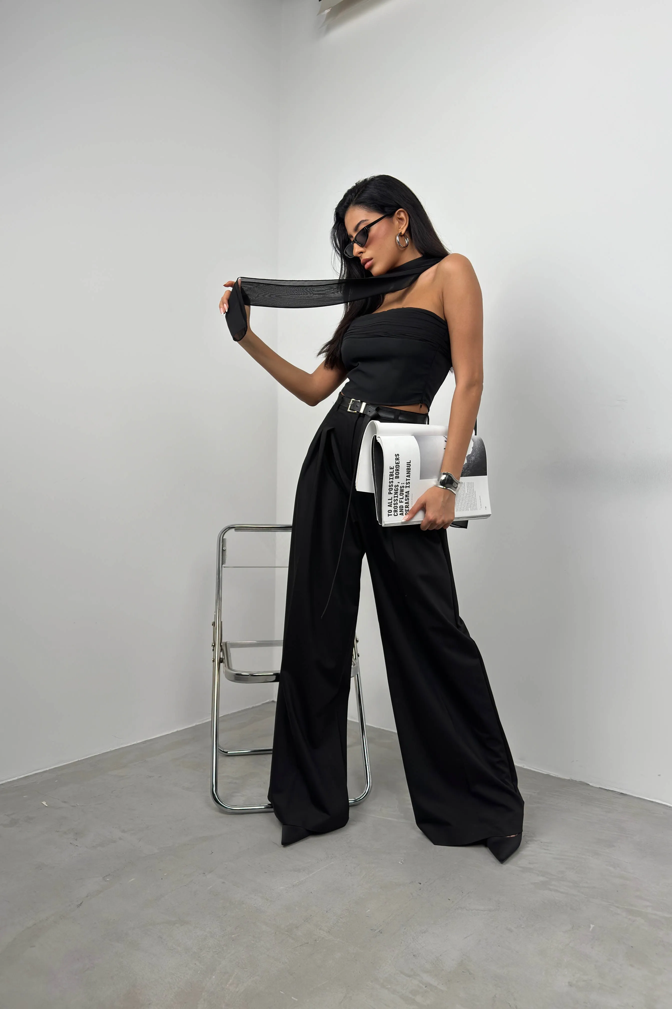 Strapless Crop Top With Shawl