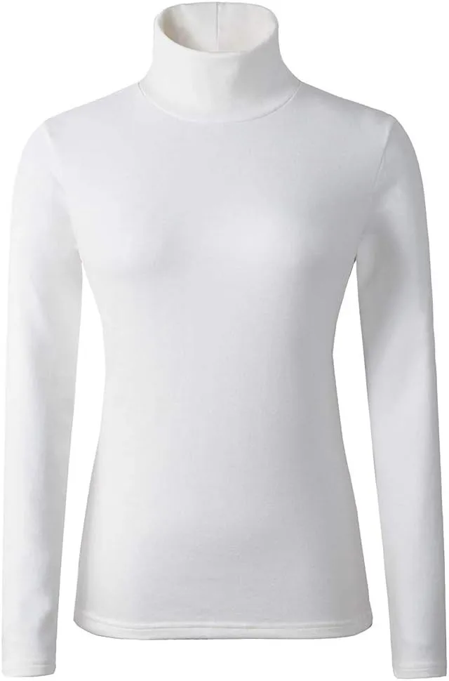 Women's Basic Turtleneck Long Sleeve T-Shirt Plain Fitted Slim Cotton Tops