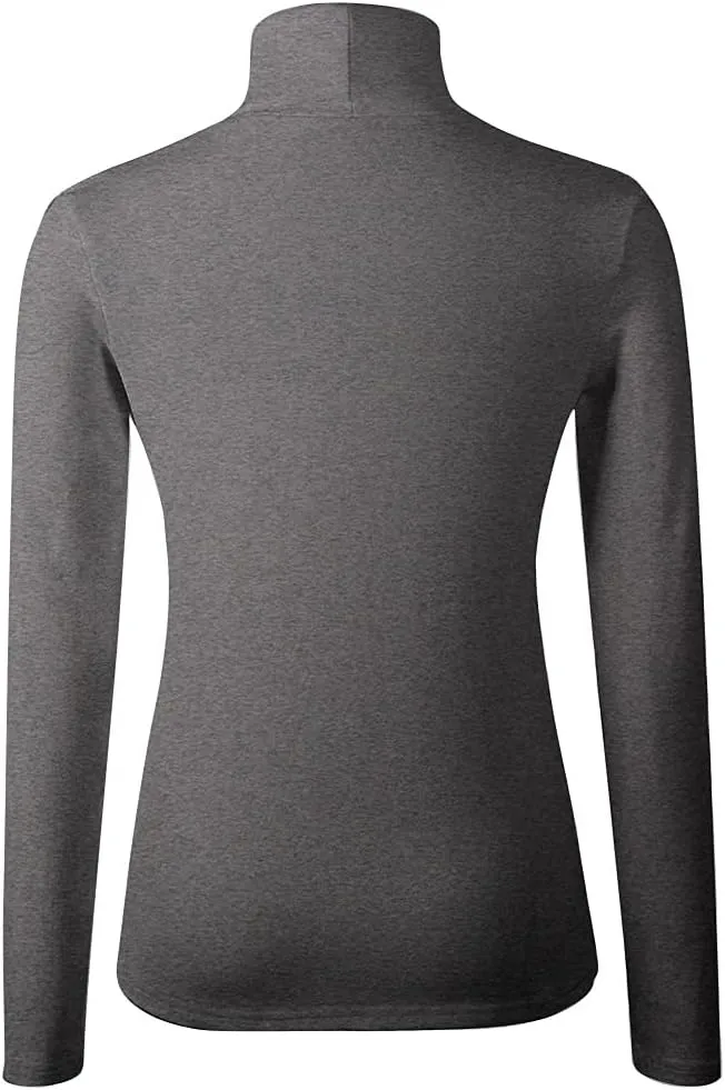 Women's Basic Turtleneck Long Sleeve T-Shirt Plain Fitted Slim Cotton Tops