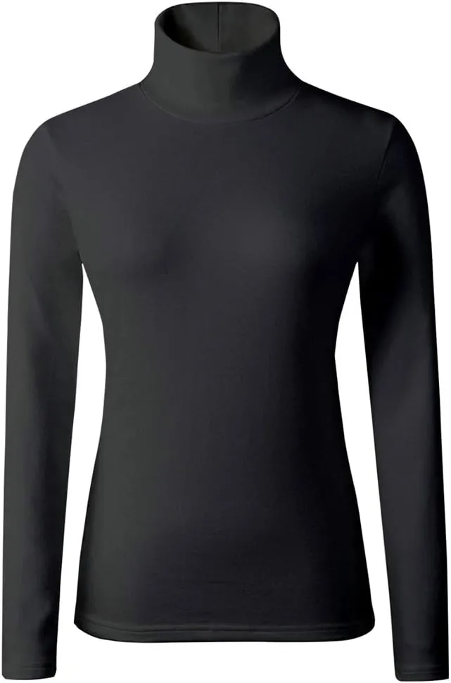 Women's Basic Turtleneck Long Sleeve T-Shirt Plain Fitted Slim Cotton Tops