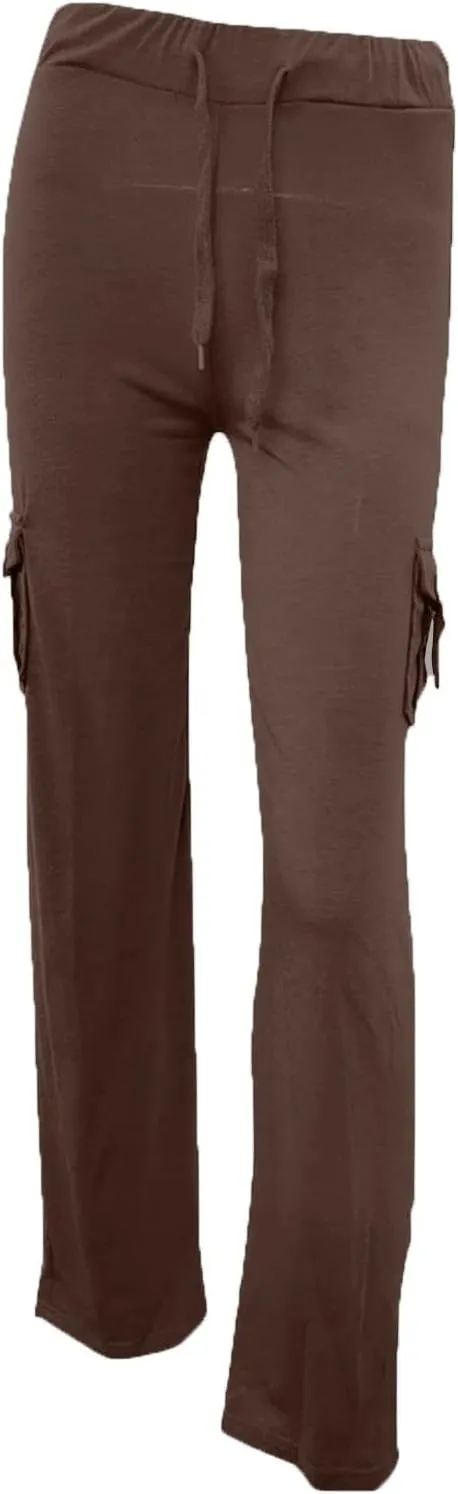 Womens Wide Leg Yoga Pants Cargo Wide Leg Yoga Trouser Plus Size Flare Bootcut Leggings with Pockets