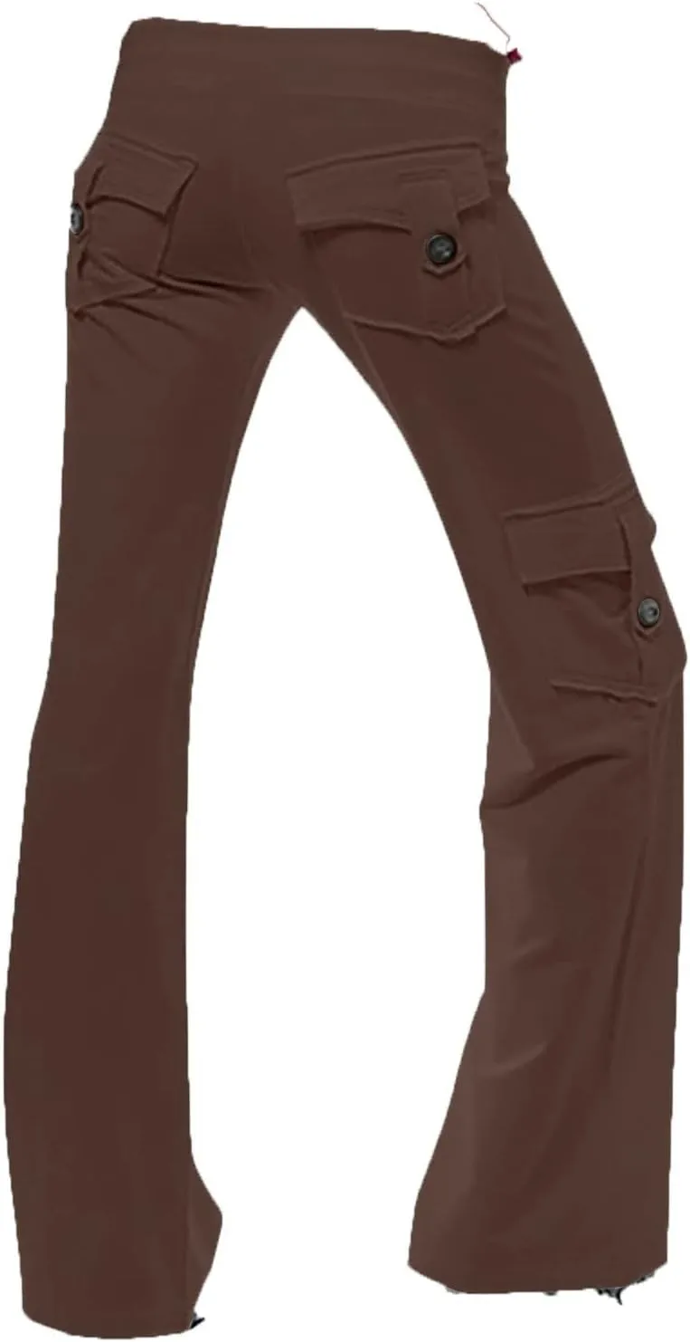 Womens Wide Leg Yoga Pants Cargo Wide Leg Yoga Trouser Plus Size Flare Bootcut Leggings with Pockets